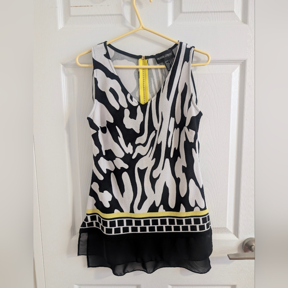 Frank Lyman Zebra Print Sleeveless Top Designer Chic Cocktail Quiet Luxury - 6